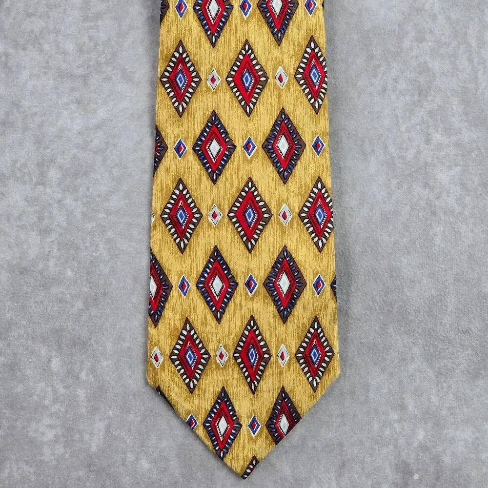 Jos. A. Bank Corporate Collection Yellow Geometric Silk Men's Neck Tie NWOT